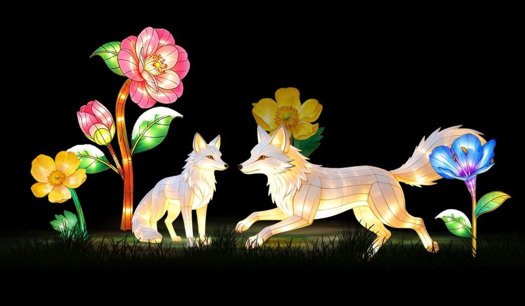 Lantern foxes at Riverbanks Zoo and Garden Wild Lights display